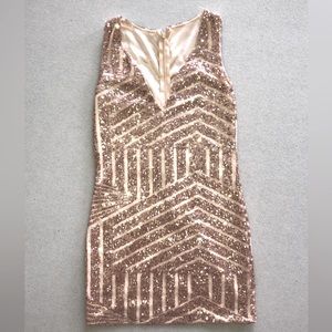 Rose Gold Sequins Cocktail Dress